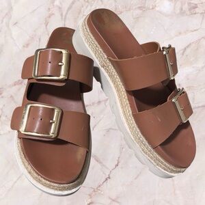 Madden Girl Mythical Espadrille Wedges Women’s Sandals in Dark Caramel Size 9